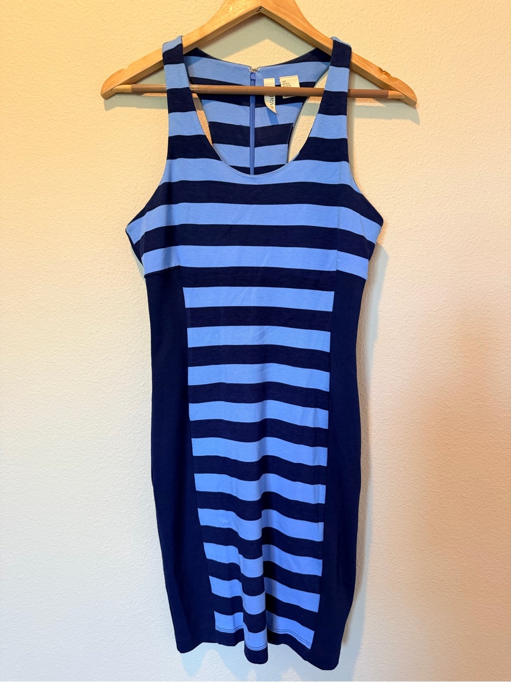 Wyatt Blue & Navy Striped Racerback Midi Dress Size Small #0022
